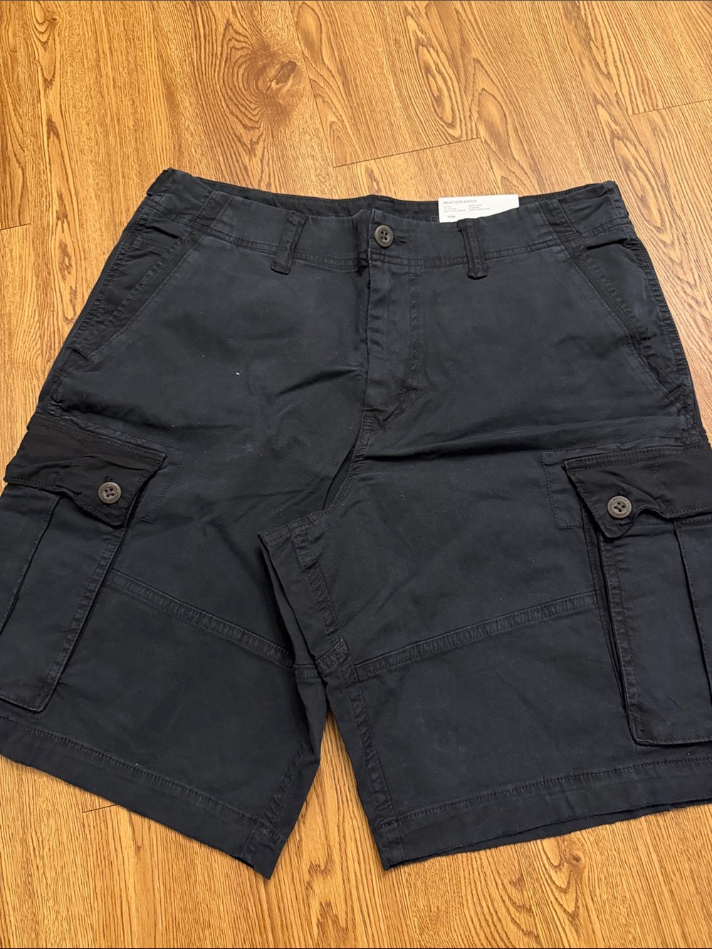 American Eagle Outfitters Black Cargo Shorts with Button-Flap Pockets